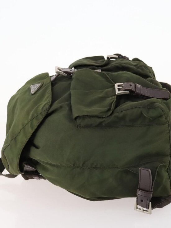 PRADA Backpack Nylon Khaki Silver Auth 173527 main image 16